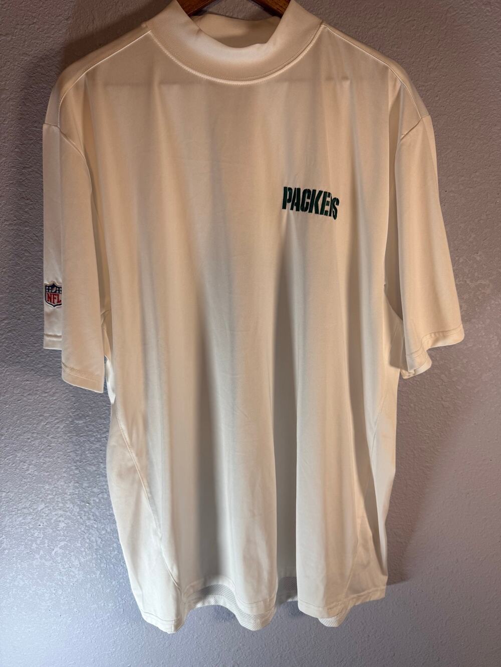 Reebok Green Bay Packers XL White Play Dry Mock Neck Shirt